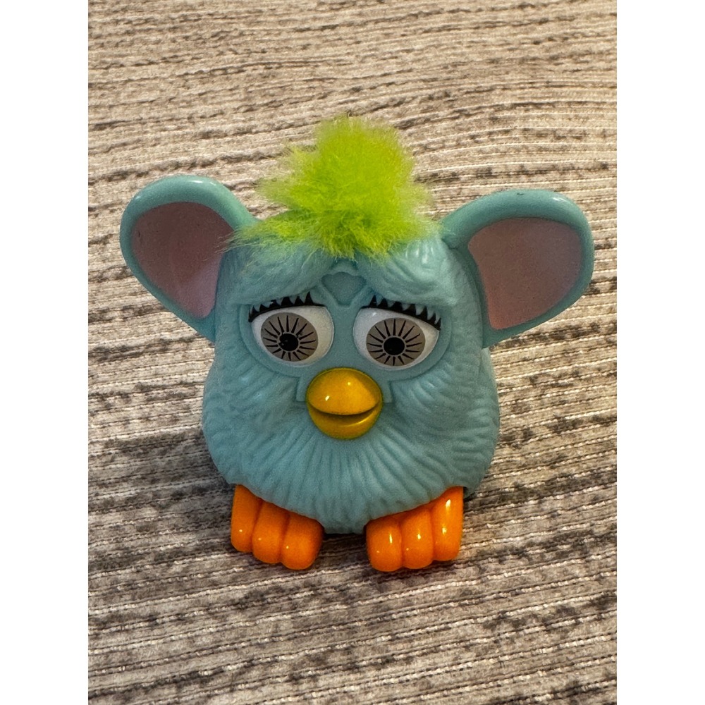 Vintage 1998 McDonalds‎ Furby Tiger Electronics Teal Blue Lime Green Rolling Toy